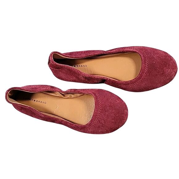 Lucky Brand Echo 3 Burgundy Leather Ballet Flats 👠 Women’s Size 8 - Picture 1 of 7